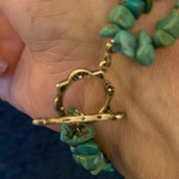 Turquoise chip bracelet double strand marked 925 I believe is Carolyn Pollack - Picture 7 of 7